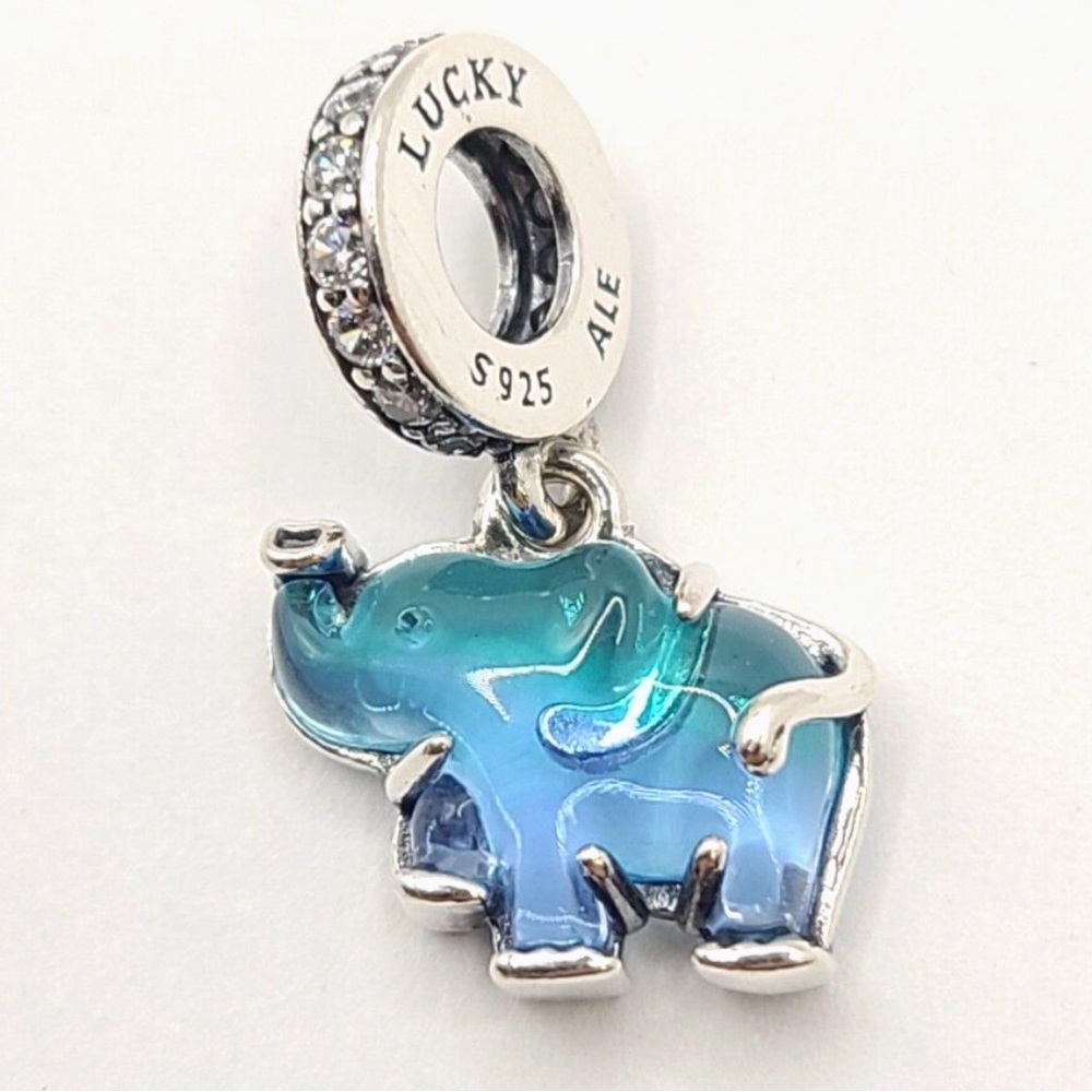 Pandora Blue Murano Elephant Charm 925 Sterling Silver Giftable Keepsake - Picture 6 of 6